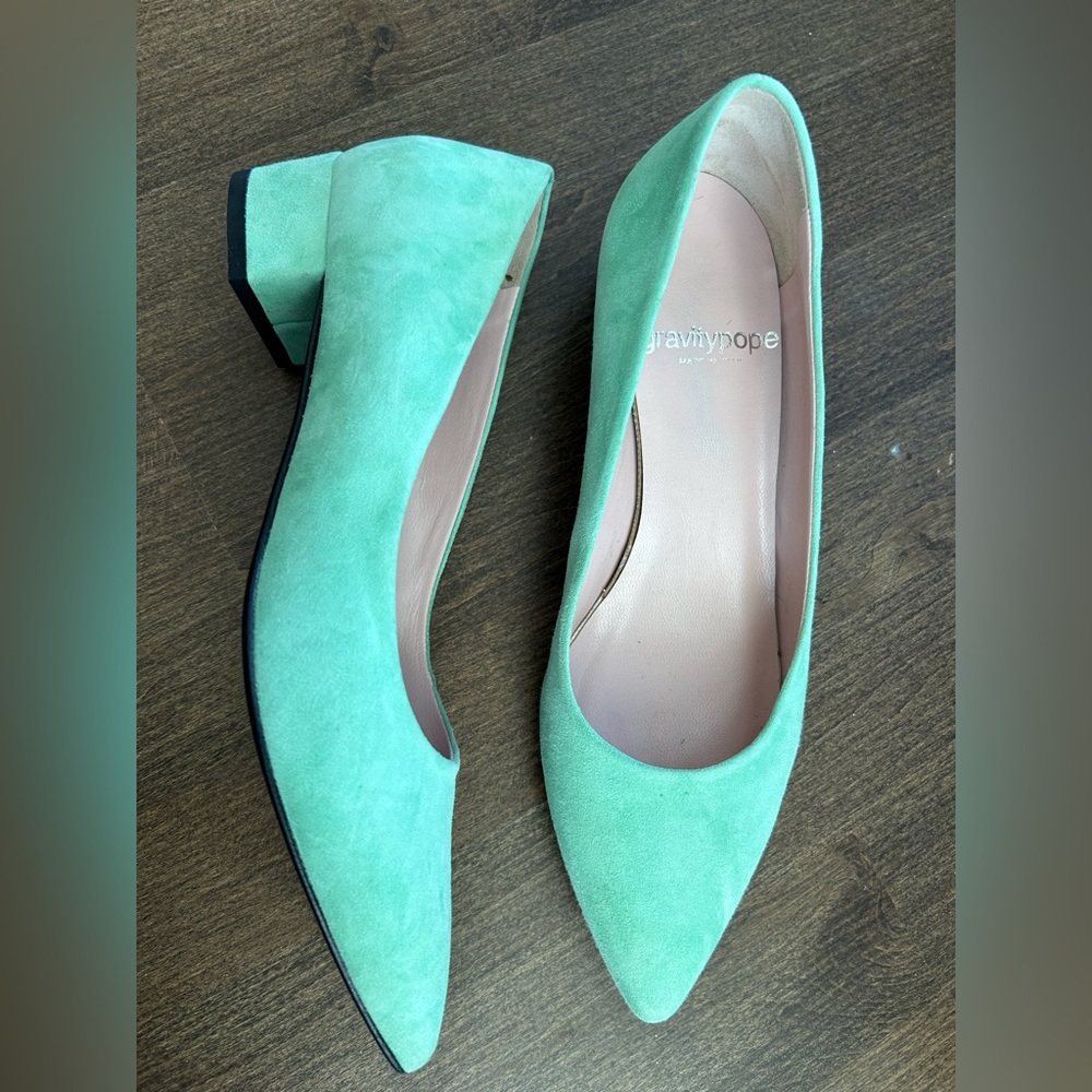 Teal “Gravity Pope” Suede Kitten Heel - NEVER WORN